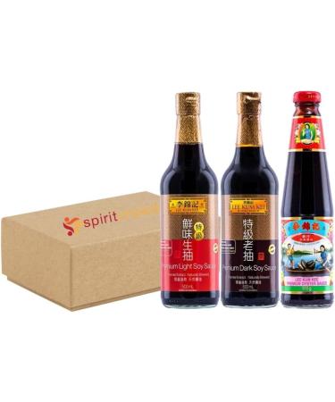 LKK Lee Kum Kee Premium Sauce Cooking Set - Light and Dark Soy Sauce 500ml + Oyster Sauce 510g - Buy Online on GoSupps.com
