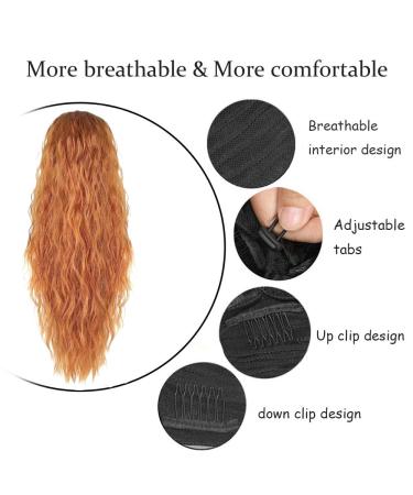 Buy Porsmeer 75 cm Ginger Orange Wavy Curly Ponytail Extension - Natural Clip-In Hair Part for Women | Afro Braid Hair Extension - Buy Online on GoSupps.com
