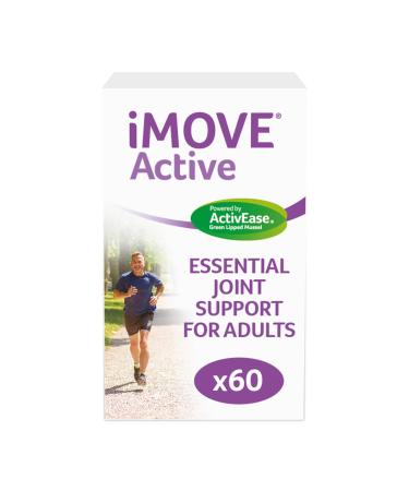 iMOVE Active | Natural Joint Supplement for Humans 60 Tablets - Includes Glucosamine HCl Green Lipped Mussel Hyraluronic Acid Vitamin E and C and Manganese