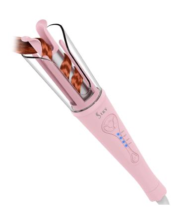 Auto Hair Curler Automatic Curling Iron 1 Inch Barrel Rotating Curling Wand with Fast Heating and Anti-Tangle for Hair Styling for Long Hair Pink