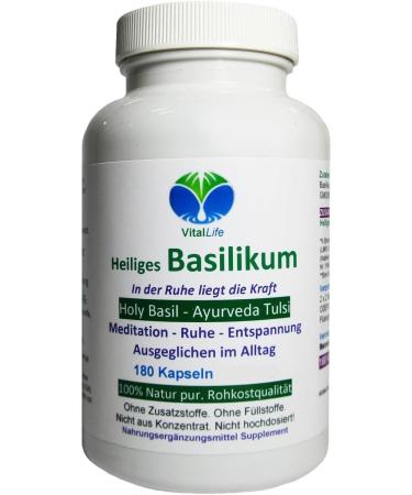 Buy Tulsi Basil 180 Capsules - Pure Holy Basil for Meditation Relaxation & Balance | Sacred Ayurvedic Herb - No Additives - Buy Online on GoSupps.com