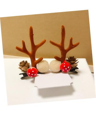 FRCOLOR 4 Pairs 1 Christmas Antler Hair Clip Reindeer Costume Accessories Christmas Hair Grip Festive Hair Clips Novel Hair Clips Reindeer Headpiece Deer Hair Clip Mushroom Props Flannel 7x5cm Coffee - Buy Online on GoSupps.com