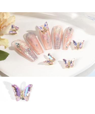 FEIlei 5 Nail Art Charms Glass Nail Rhinestones Alloy Butterfly-Nail Crystals Diamonds - Buy Online on GoSupps.com