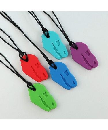 5pcs Sensory Chew Necklace - Food Grade Silicone Dinosaur Chew Toys for Kids & Adults | International Shipping Available - Buy Online on GoSupps.com