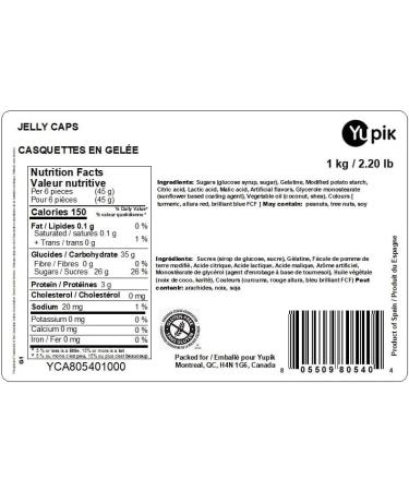 Yupik Gummy Jelly Caps 1 kg Gluten-Free Sugary Coating Fruity Flavor Cap-Shaped Chewy Gummies Fun Treat Sweet Candy Delicious Snack Ideal for Gifting & Holidays 1 kg (Pack of 1) - Buy Online on GoSupps.com