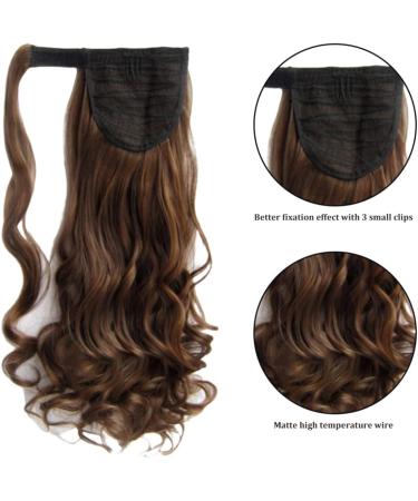 Wavy Ponytail Extension Hair Ponytail Wrap Around Ponytail 23 Inch Synthetic Natural Curly Hairpiece Wrap Around Hair Extensions for Women Daily Use Brown 1pc Brown - Buy Online on GoSupps.com