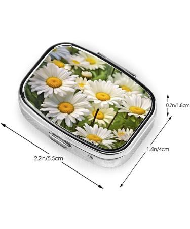 Floral Daisies 2 Compartment Pill Case | Cute Travel Pill Box Organizer for Purse & Gifts - Buy Online on GoSupps.com
