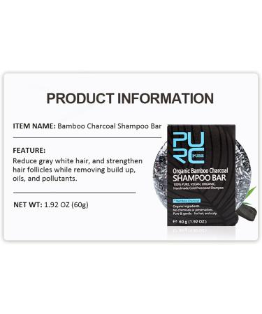 Pure Bamboo Charcoal Shampoo Bar to Reduce Gray and White Hair Deep Cleansing Anti-Frizz Damaged Hair Soap Hair Care Hair Darkening Soap - Buy Online on GoSupps.com