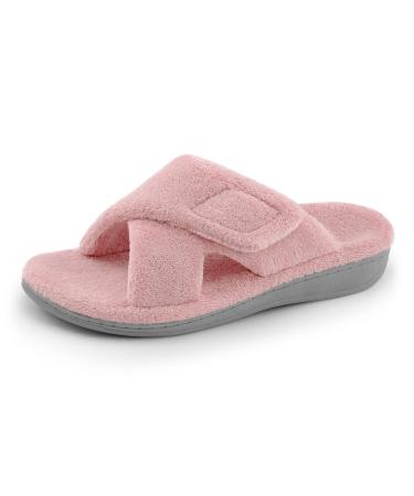 BCSTUDIO Women's Fuzzy House Slippers with Orthotic Arch Support Fluffy Cozislides Slides for women 10 Pink
