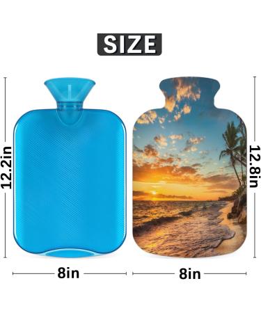 Sunrise Tropical Beach Hot Water Bottle 2L - Fluffy Cover for Cozy Pain Relief - Ideal for Back Neck & Shoulders - Buy Online on GoSupps.com