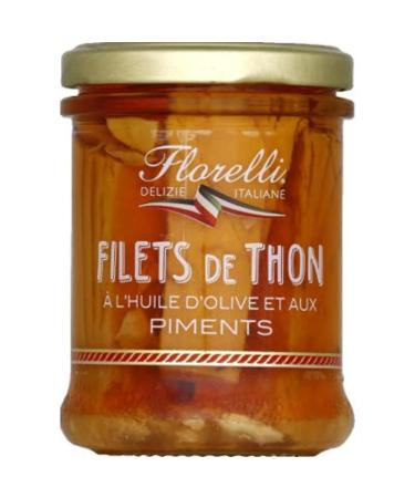 Florelli Tuna fillets in spicy olive oil - 140g net drained jar