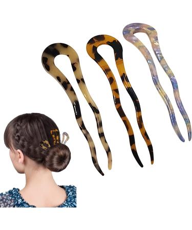 U Shaped Hairpins French Style Cellulose Acetate Hair Pins Fork Vintage For Women Girls Hairstyle Accessories - Buy Online on GoSupps.com