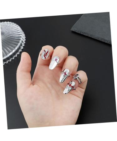 minkissy 1 Set Nail Ring Girls Ring Finger Tip Women Ring Rings for Women Ring for Women Nail Decor Jewels for Nails Red Suits Ladies Suits Personality Miss Zinc Alloy White Jewelry - Buy Online on GoSupps.com