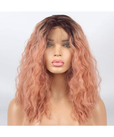Cpalsen attract ombre Candy Pink Kunsthaar wig with lace front heat-resistant fiber replacement for curly bob wigs for women