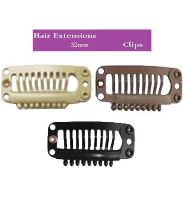 Perfeclan Set of 10 Brown 32mm Weft Clips for Hair Extensions - Durable Wig Clips for Easy Styling - Buy Online on GoSupps.com