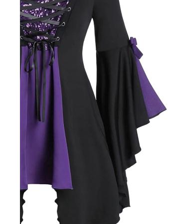 Renisants Purple Renaissance Shirt with Butterfly Sleeves & Irregular Lace Up - Women's Halloween Costume Top | Lightning Deal Today! - Buy Online on GoSupps.com