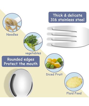 Vicloon Baby Fork and Spoon Set - 2PCS Silicone Stainless Steel Cutlery for Children | Ergonomic Design for Self-Feeding | Short Handle Training Tableware (Hippo) - Buy Online on GoSupps.com