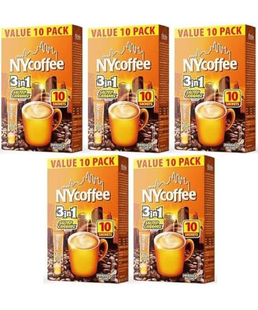 50 x NY Coffee 3 in 1 Sachets Salted Caramel Flavour Sachets - 5 Boxes x 10 Sachets - Flavoured Coffee Sticks Ideal For Home or Work Salted Caramel 2.8 g (Pack of 50)
