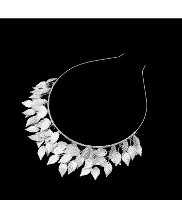 amangul Bridal Leaf Crowns Headband Bridal Pearls Tiaras Headpiece for Wedding Prom Festival Bridesmaid Hair Accessory(Leaf Silver) - Buy Online on GoSupps.com