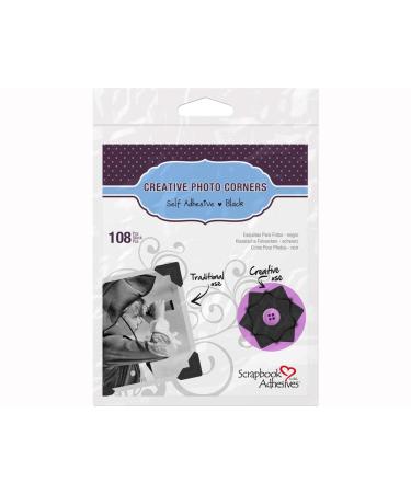 Scrapbook Adhesives by 3L Black Self-Adhesive Paper Photo Corners 108-Pack 12 by 12