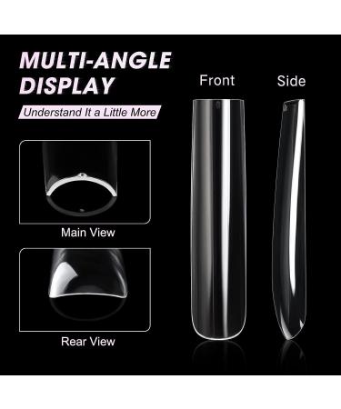 Ranrose 240PCS XXXL Long Square Acrylic Nail Tips - Clear Full Cover Straight Tapered Square Nails - 3XL Long Square Tips - Buy Online on GoSupps.com