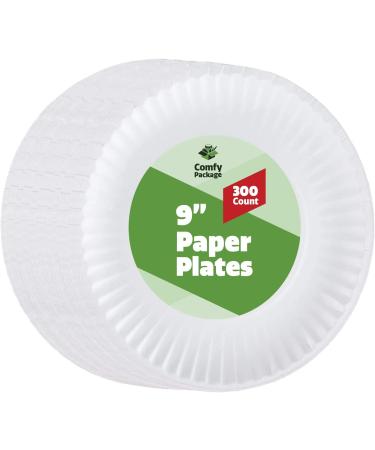 300 Pack 9 Inch Disposable White Paper Plates - Uncoated, Large 300 Count - Buy Online on GoSupps.com