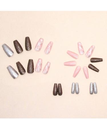 GORS Medium Length Rose Gold Glitter Ballet Press on Nails - 24PCS - Buy Online on GoSupps.com