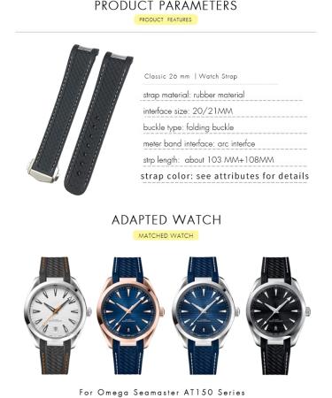 IoTup Rubber Watch Bracelet for Omega Seamaster 300 & Speedmaster | 19mm & 20mm Silicone Wrap - Buy Online on GoSupps.com