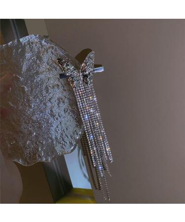 Hair clips butterfly diamond tassel hairpin fashion side bangs clip duckbill clip hair accessories for Women and Girls(Silver) - Buy Online on GoSupps.com