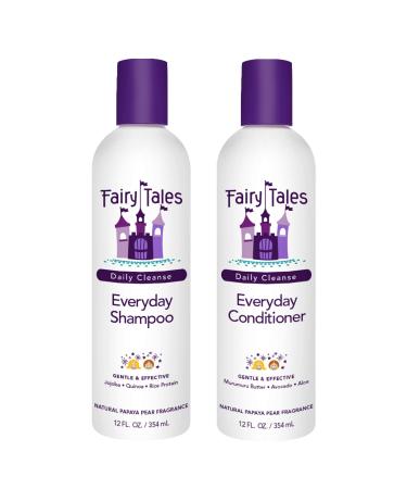 Fairy Tales Daily Cleanse Everyday Kids Shampoo + Conditioner set - Gentle Natural Defining Shampoo and Conditioner  Tangle Free  Moisturizing and Hydrating Formula  Paraben Free - 12 oz Shampoo and 12 oz Conditioner - Buy Online on GoSupps.com