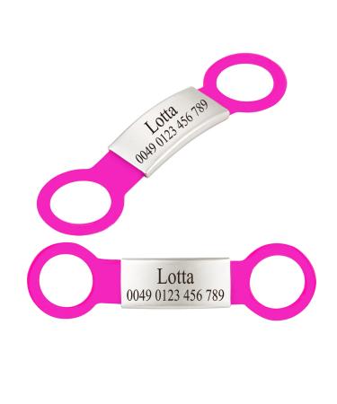 2 pieces of silicone dog brand with engraving pet ID brand to postpone personalized animal brands for dogs and cats fuchsie m (2 Pack)