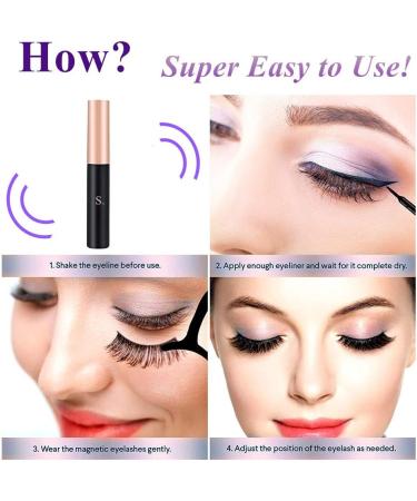 5 Pairs Reusable Magnetic Lashes and Eyeliner Kit Best Magnetic Eyeliner for Natural Magnetic Lashes Set Comes with 2 Tubes of Magnetic Eyeliner - Buy Online on GoSupps.com