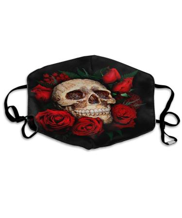 Breathable premium facial protection cover sugar skull and rose blossom women men anti wind dust protection protective cover for skiing camping travel safety daily use