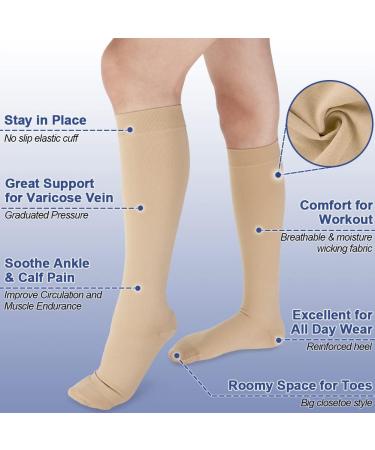 Beister Closed Toe Knee High Calf Compression Socks - Firm 20-30 mmHg Support for Varicose Veins, Edema, Flight, Pregnancy - Beige Medium - Pack of 1 - Buy Online on GoSupps.com