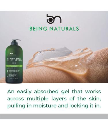 Organic Aloe Vera Gel 16.9 fl oz - Natural Moisturizer for Face, Body, Hair - Sunburn, Acne, Razor Bumps Relief - Tea Tree, Superfood, Hyaluronic Acid Infusion - Buy Online on GoSupps.com
