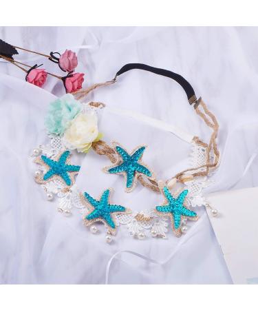 PandaHall Seashell Headband - 2 Strand Mermaid Sea Star Hairbands for Boho Wedding - Buy Online on GoSupps.com