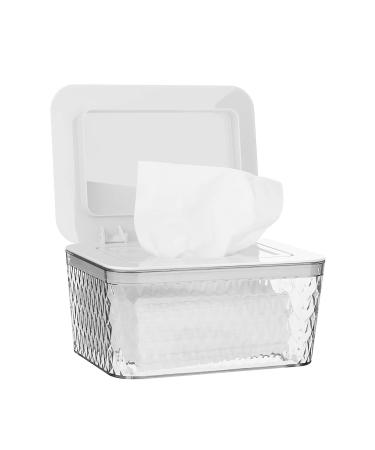 Whiidoom Wipes Dispenser, Baby Wipe Holder Refillable Wipe Container Case, Visible and One-Hand Operation, Keep Wipes Fresh and Clean (White)