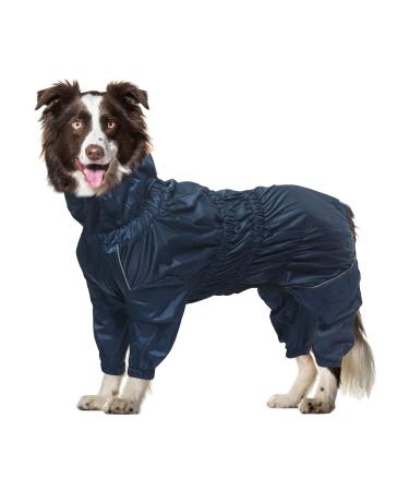 Geyecete rain coat for dogs with four legs dogs rain jackets with dishes hole reflective full wrap elastic waterproof coat for large medium and small dog navy blue-xxxl 3xl navy blue