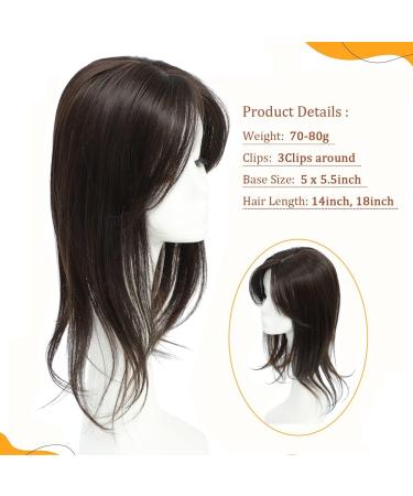 18 Inch Hair Topper for Women with Thinning Hair - Big Base Topper for Hair Loss - Soft Extensions & Fringe Clip-in - 2C Texture - Buy Online on GoSupps.com
