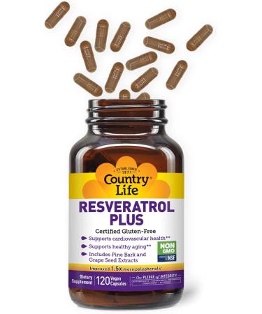 Country Life Resveratrol Plus - 120 Vegan Capsules for Antioxidant Support - Buy Online on GoSupps.com