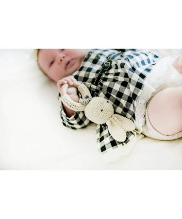 Natural Crochet Teether Toy Rattle with Forest Friends on Wooden Teething Ring - Mama Bunny Design - Buy Online on GoSupps.com