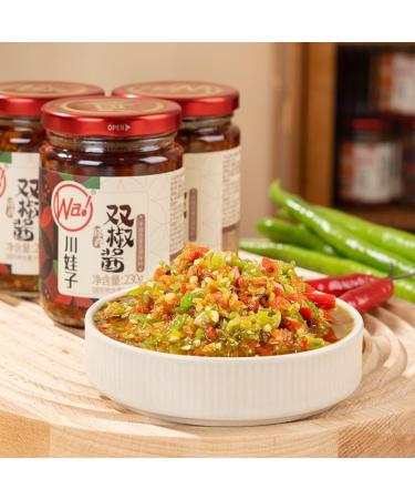 Sichuan specialty spicy Chili sauce and paste 230g/can green&red pepper chopped chili sauce delicious noodle sauce Chinese food instant spicy snacks (Double Pepper Sauce 1can) Double Pepper Sauce 1can - Buy Online on GoSupps.com