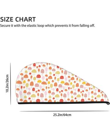 Hair Towel Wrap - Quick Drying Towel Turban with Button | Cute Cartoon Mushrooms Design - Buy Online on GoSupps.com