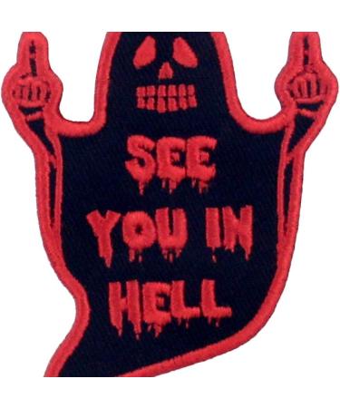 Ghost Patch: 'See You in Hell' Biker Applique - Iron/Sew On Emblem - Buy Online on GoSupps.com