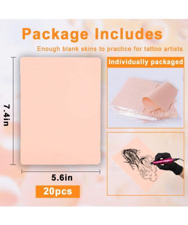 TONBAO 20 Sheets Double Sided Tattoo Practice Skins - Soft Silicone for Beginners & Experienced Artists | 7.4x5.6in | 20pcs Fake Tattoo Skin Blanks - Buy Online on GoSupps.com