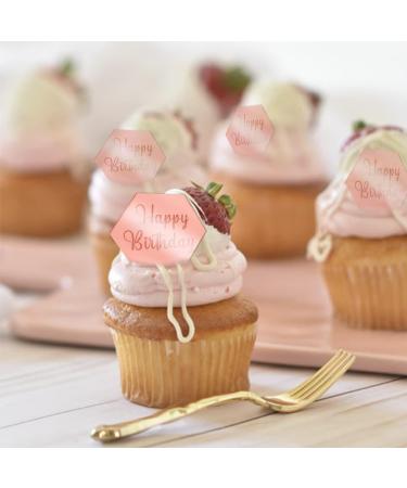 30 Pieces Acrylic Cake Discs Cupcake Toppers Mini Engraved Mirror Topper DIY Decorations for Birthday Cake Cupcake (Hexagon) - Buy Online on GoSupps.com