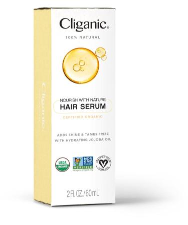 Cliganic Organic Hair Serum - Shine & Frizz Control for Dry Hair - Jojoba & Coconut Oils - 2oz - International Shipping Available - Buy Online on GoSupps.com