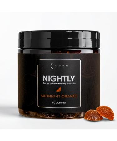 Nightly Extended Release Sleep Gummies - 2mg Melatonin with 5-HTP Valerian Root & Turmeric - All Night Sleep Support Blood Orange Flavor 100% Vegan 60 Count