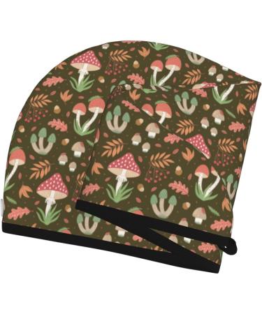 Hair Towel Wrap & Drying Turban - Quick Dry Head Towel (Mushrooms & Autumn Design) for Effortless Hair Care - Buy Online on GoSupps.com