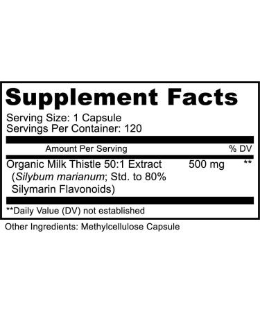PURELY beneficial Organic Milk Thistle Capsules 50:1 Milk Thistle Extract Silybum Marianum 25000 mg Strength Liver Cleanse & Antioxidant Support 120 Veg Capsules Vegan & Non-GMO - Buy Online on GoSupps.com